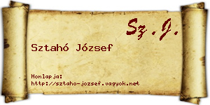 Sztahó József névjegykártya